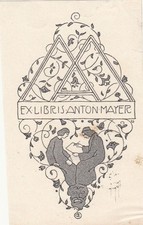 Exlibris Bookplate Klischee Emil Orlik 1870-1932 Initialen Maske