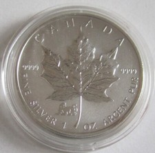 Kanada 5 Dollars 1998 Maple Leaf Lunar Tiger Privy 1 Oz Silber