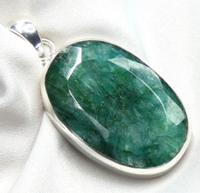 ?Anhänger 925 Silber  ovaler echter riesiger Smaragd ca. 12 g UNIKAT neu ?