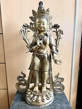 Stehender Buddha Grüne Tara aus Bronze/Messing 53cm