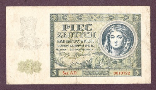 Polen zlotych banknote 1941 - polen, 5