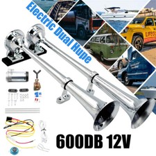 600DB 12V Dual Trumpets Super Loud Car Electric Horn Truck Train Boat Speaker