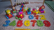 GEBURTSTAGSZUG + Zahlen 1-10 + 10 weiße Kerzen Kindergeburtstag Geburtstagsdeko