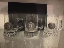3 x Bierkrug Glas Krug mit