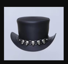 Steampunk Unisex Hut Totenkopf Band Hut Handarbeit schwarz Leder Zylinderhut