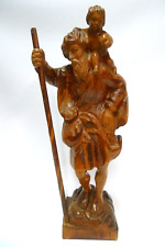Geschnitzte Holzfigur Der heilige Christopherus mit Jesuskind - 43 cm