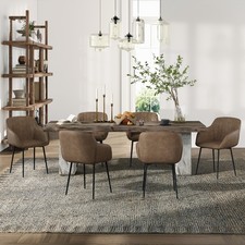 Goeurvant Esszimmerstühle 6er Set Küchenstühle Polsterstuhl Kunstleder Braun