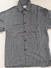 Alb Natur Outwork Herren Hemd Langarm Nachtblau/Grau gestreift S/M Leinenstruktu