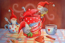 Weihnachtskarte Wichtel Zwerge Postkarte Ansichtskarte Grußkarte Weihnachten AK