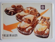 Blechpostkarte Mini-Blechschild VW Käfer Cabrio Volkswagen  10 x 14,5 OVP