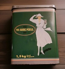 90 JAHRE PERSIL BLECHDOSE ❤️ 20x15,x10cm 1907-1997 Dose Deckel Sammle weiße Frau