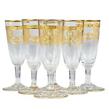 Antike Josephinenhütte, 6 x Likörgläser, kunstvoll vergoldet