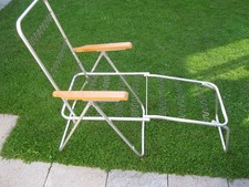Campingstuhl Gartenstuhl klappbar Liegestuhl Holzarmlehnen Alu DDR hohe Lehne
