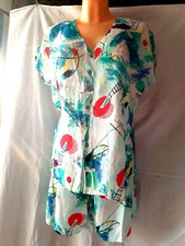 k181 Over size S M L Set Kurz Hose u. Bluse Cardigan Gehrock Smaragd grün Kleid 