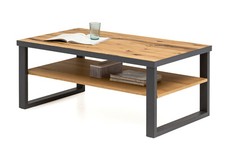 Couchtisch Janne Alteiche Echtholz furnier 115x65cm Metallgestell Graphitgrau  