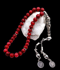 Tesbih OSMANLI Tugra Mercan Doğaltaş Tespih, 925 Silber Naturstein Gebetskette