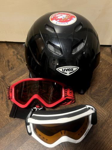 Skihelm schwarz mit brillen - skihelm, 2