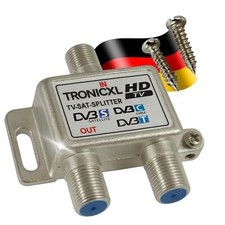 Verteiler 2-fach Splitter Weiche Digital HD TV 3D 4K Antennenverteiler SAT Kabel
