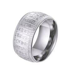 Titan Stahl Punk Breiter Mantra Rune Ring Größe 64