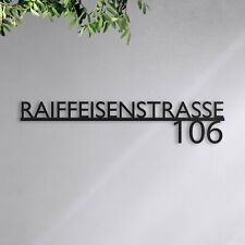 Hausnummer mit Strasse - aus Metall in Schwarz, Anthrazit - Rostfrei