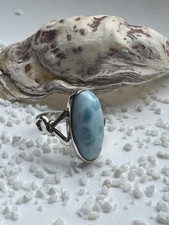 Larimar Ring echter Edelsteine, Heilstein in Silber gefasst    Gr.18        #337