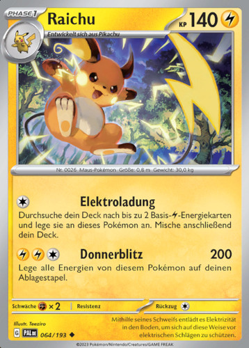 Pokemon raichu pal 064 193 - pal, 064/193