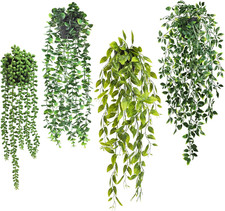 ROLLWAY 4 Stück Künstliche Hängepflanzen Im Topf, Kunstpflanzen Hängend Künstlic