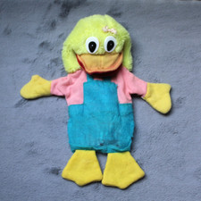Vintage Ente Vogel Handpuppe mit Quietscher 32 cm Retro Rarität Klappmaulpuppe