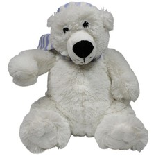 Nicky Toy Eisbär mit Zipfelmütze & Schal, sitzend Kuscheltier 30cm Gebraucht