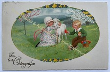 AK alte Postkarte Motiv Ostern um 1933 Kinder Litho Pauli Ebner