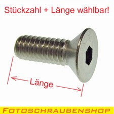 1/4"- Edelstahl-Senkkopfschraube / Kameragewinde (Menge und Länge wählbar, UNC)