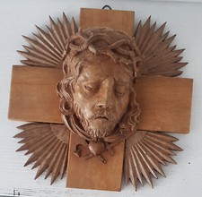 Kruzifix Jesuskopf Holz