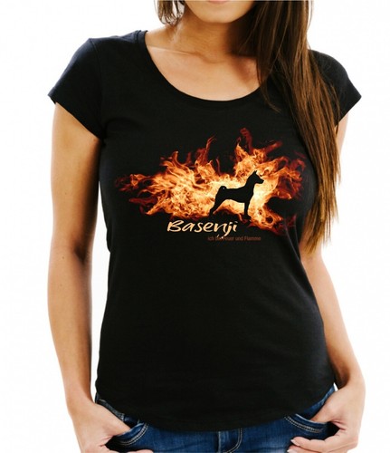 Damen shirt basenji - t-shirt, feuer