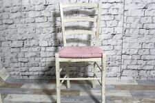 Baststuhl Holzstuhl Bastgeflecht mediterraner Stil weiß rosa Vintage Shabby Chic
