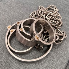 Heavy Duty Edelstahl Handschellen Fußfesseln Halskragen Bondage Kette Fesseln SM