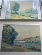Wolff 2x Aquarell Eggeland / Egge Landschaft Bäume Wiesen etc.