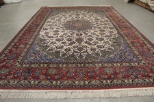 Antik handgeknüpfter Isfahan wolle Seide auf Seide Teppich 302 x 202 cm perfekt