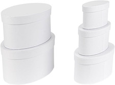 Geschenkboxen mit Deckel 5er Set 5 verschiedene Größen stabiler Karton oval weiß