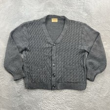 ARAN Damen Pullover Strickjacke Gr.XL Grau Cardigan Wolle Zopfmuster Vintage