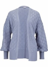 Ajour-Strickjacke Gr. 32/34 Mattblau Damen Langarm Strick-Cardigan Neu