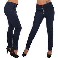 Jeans Hose Boyfriend Knöpfe Baggy Hüft Stretch Pluder Pump Hüftjeans Chino Damen