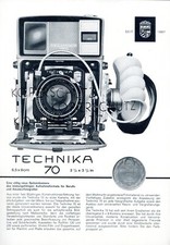 LINHOF Prospektblatt TECHNIKA 70 Kamera Reklame 6,5x9cm (X2119