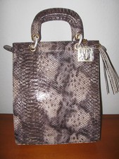 Beate Johnen Handtasche "Schlangenoptik" braun-beige-grau mit Umhängeriemen Neu