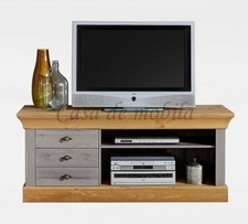 Massivholz TV-Lowboard 2farbig grau gelaugt geölt Kiefer Kommode Board schrank