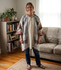 Poncho 100% Alpaka Wolle Made
