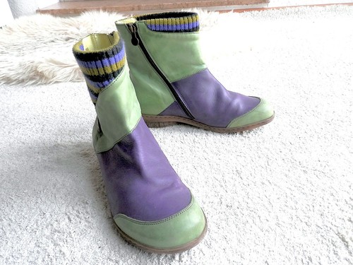 Stiefeletten leder grün lila - stiefeletten,