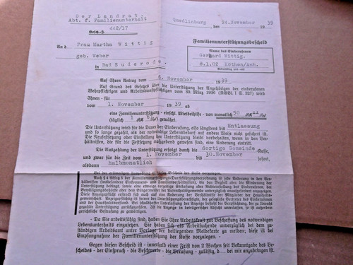 Altes dokument 1939 - ,