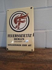 Emaille Schild - Feuersozietät Berlin, gegr. 1718, Versicherungen jeder Art