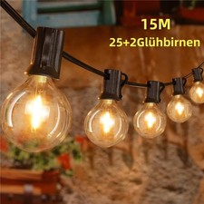 Lichterkette Außen Mit Fernbedienung 15M LED Lichterkette Dimmbar G40 Birnen DHL