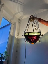 Jugendstil Hängelampe Farbiges Glas